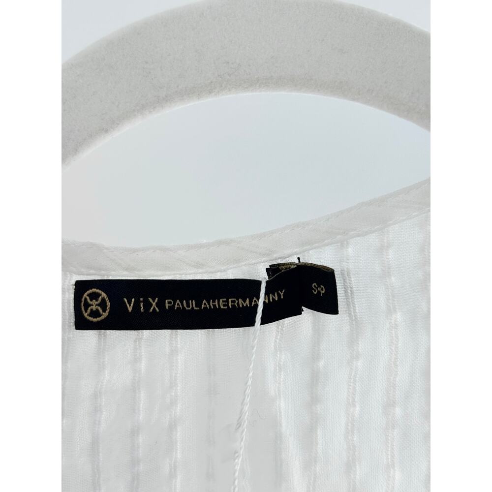 ViX Paula Hermanny Mita Sleeveless Plunging V-Neck Short Cover Up Dress White S - Picture 5 of 6